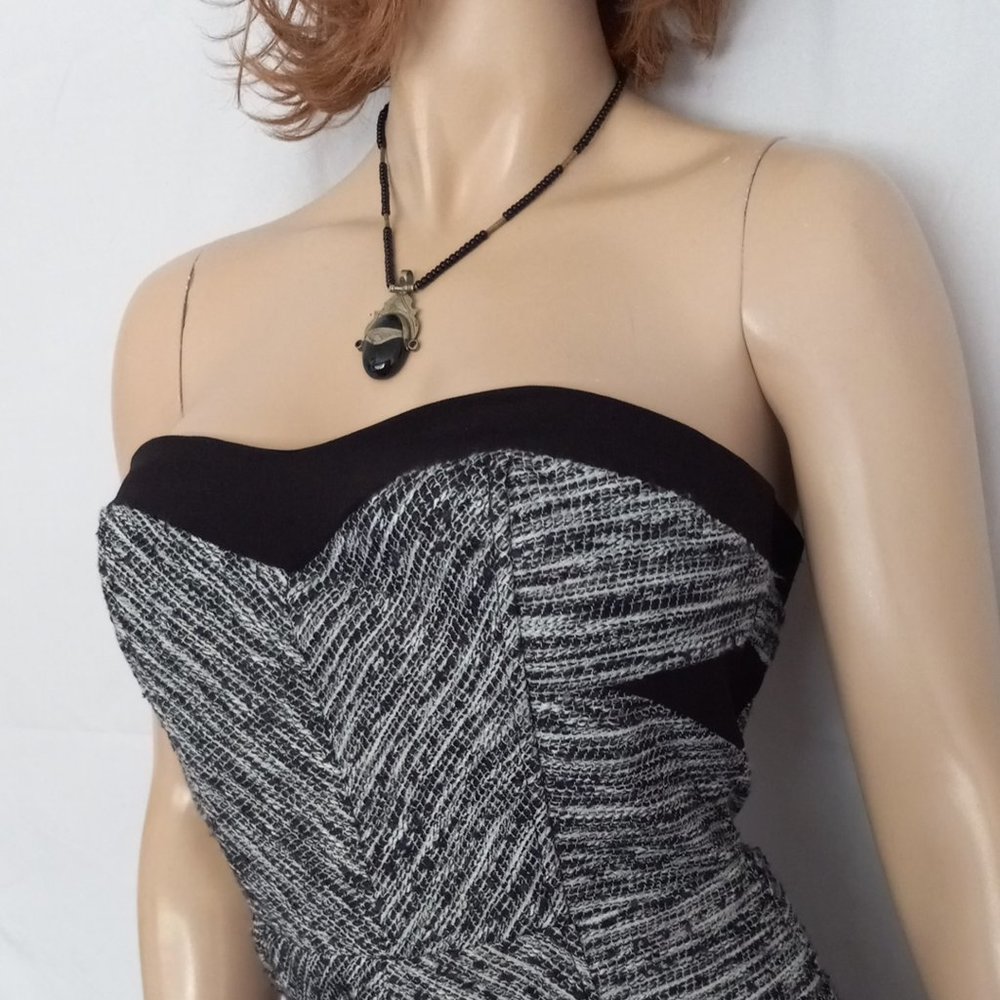 Nwt Anthropologie By Adelyn Rae Gray/Black Strapless Dress Sz S Very CHIC! - Picture 6 of 9